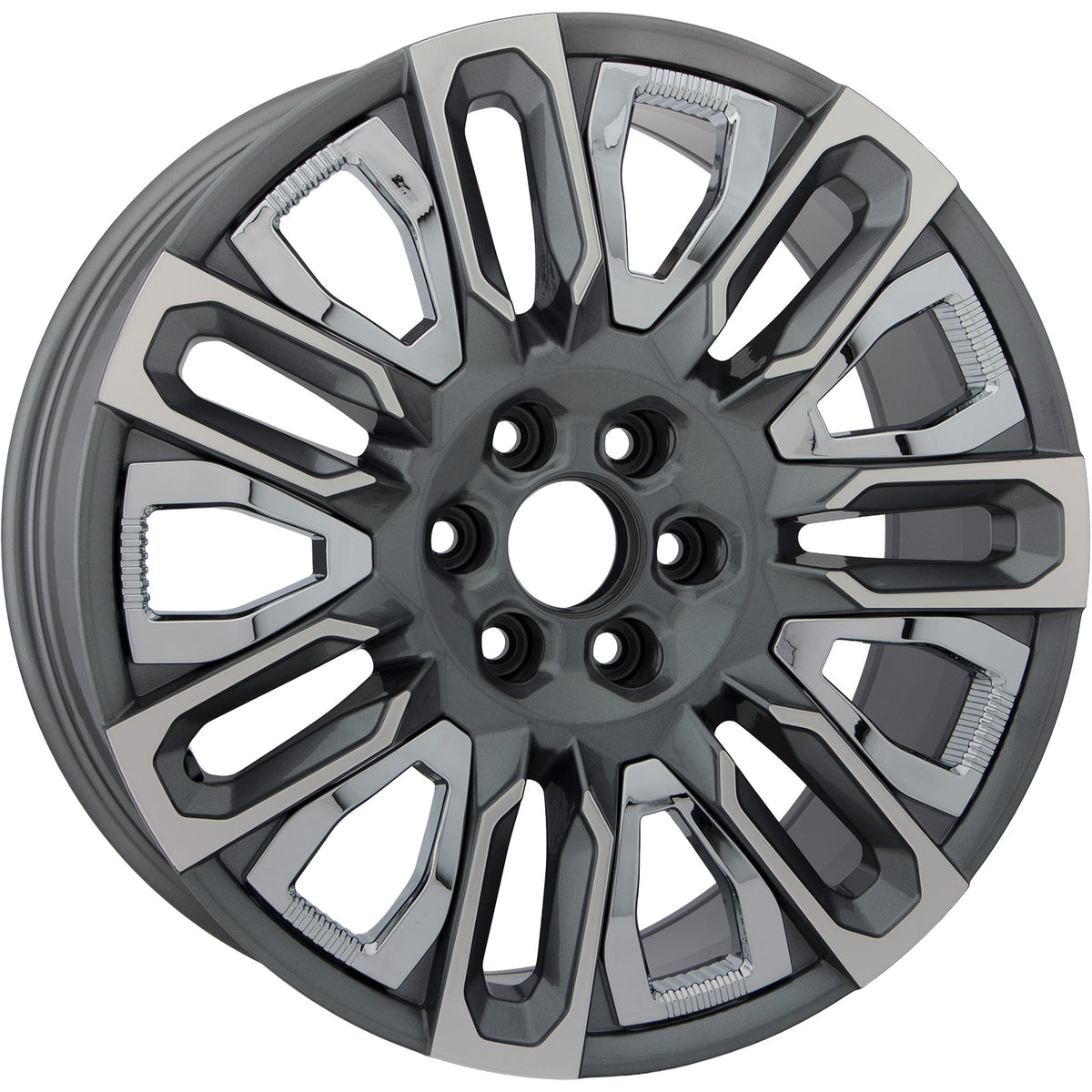 thumbnail image 2 of 22x9 Alloy Wheel Rim For GMC Sierra 1500 Denali 2022-2025 – OEM Replica, Machined Face & Grey Painted Inserts 2 of 4