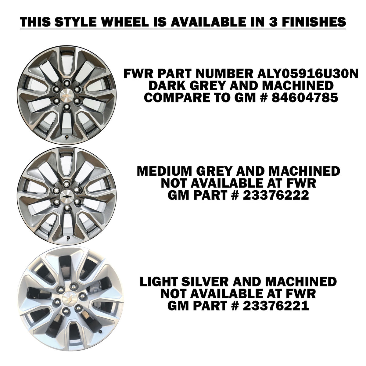 New 20" 20192023 Chevrolet Silverado 1500 Machined and Dark Grey Replacement Alloy Wheel 5916