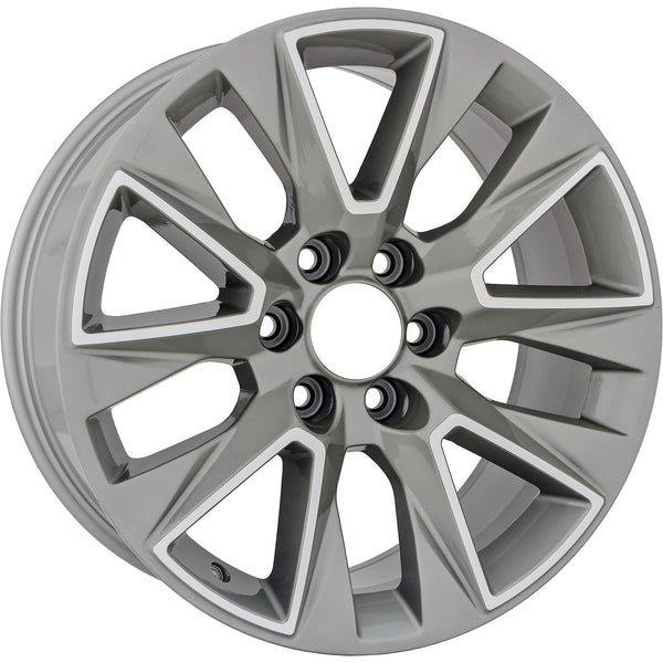 Set of 4 New 20" 2019-2021 Chevrolet Silverado 1500 Machined and Light Grey Replacement Alloy Wheels - Factory Wheel Replacement