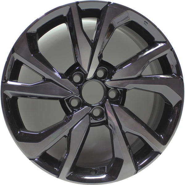 New Set of 4 Black Reproduction 2.75" Center Caps for Alloy Wheels from 2017-2021 Honda Civic - Factory Wheel Replacement