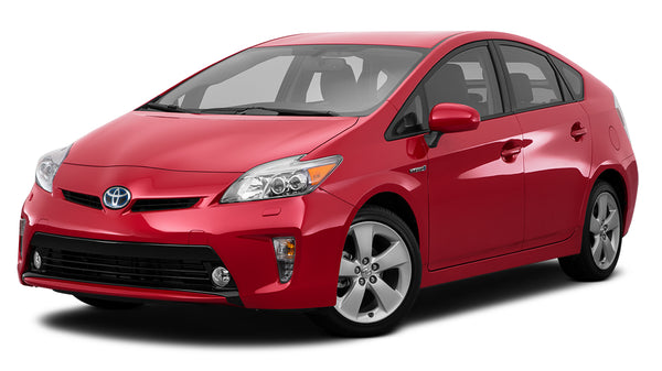 Red Toyota Prius Hybrid with 17 Inch Factory Silver Aluminum Alloy Wheels