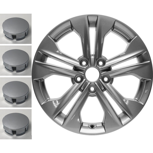New Set of 4 Reproduction Center Caps for 17" Alloy Wheel from 2013-2016 Hyundai Santa Fe - 70845 - Factory Wheel Replacement