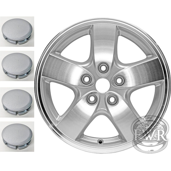 New Set of 4 Reproduction Center Caps for 16" 5 Spoke Alloy Wheel from 2003-2007 Dodge Grand Caravan - 2184 - Factory Wheel Replacement