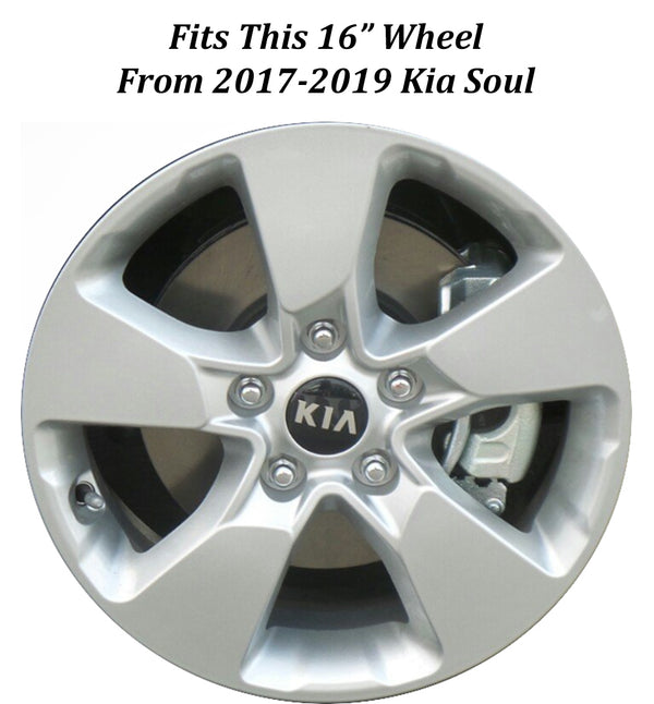 Used Factory OEM KIA Center Cap 2.25" Diameter Black and Chrome 52960-3W200, 52960-2T500, 52960-4C700 - Factory Wheel Replacement