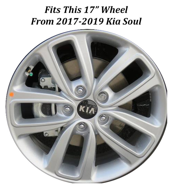 Used Factory OEM KIA Center Cap 2.25" Diameter Black and Chrome 52960-3W200, 52960-2T500, 52960-4C700 - Factory Wheel Replacement